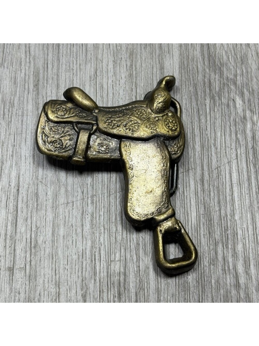 Vintage Belt Buckle Solid Brass Equestrian Horse Saddle
